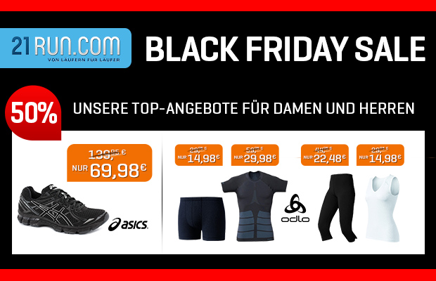 Black Friday bei 21run Top Marken wie Asics Nike Brooks Saucony Adidas knallhart reduziert BlackFriday