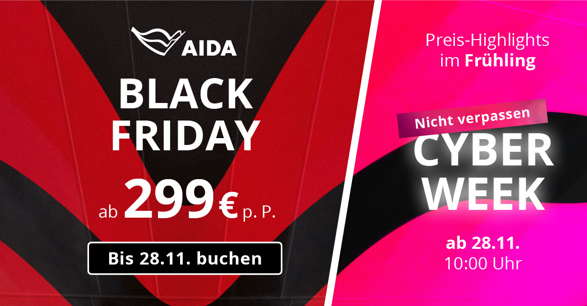 AIDA Black Friday Die besten UrlaubsDeals des Jahres! BlackFriday.de