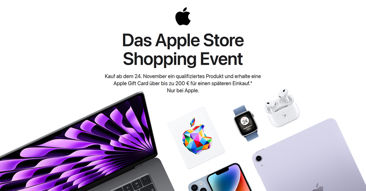Das Apple Store Shopping Event: Apple Geschenkkarten beim Kauf