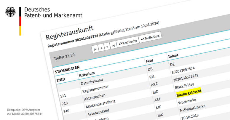 DPMA Loeschung Black Friday