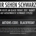 20% Rabatt auf ausgewählte schwarze Artikel im Frontlineshop