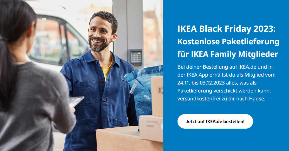 Black Friday 2023 bei IKEA Kostenlose Paketlieferung für IKEA Family