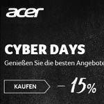 Cyber Days bei Acer mit bis zu 40% Rabatt auf ausgewählte Produkte!