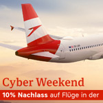 Austrian Airlines Cyber Weekend Special: 10% Rabatt auf Flüge in der Economy Class