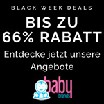 Entdecke jetzt die Black Week Deals bei Babybrands.de und spare bis zu 66% auf deinen Einkauf