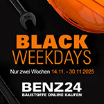 Black Weekdays bei Benz24 – 35 € Rabatt für dein Bauprojekt