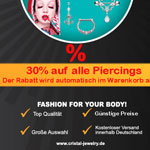 Nur für kurze Zeit: 30% auf alle Piercings bei Cristal Jewelry