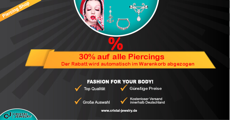 Nur Fur Kurze Zeit 30 Auf Alle Piercings Bei Cristal Jewelry Black Friday De