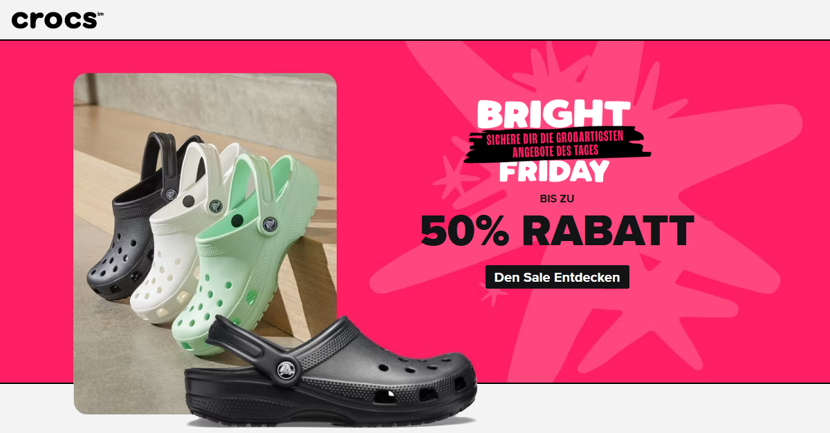 Crocs Bright Friday Bis zu 50 auf ausgewählte Artikel! BlackFriday.de
