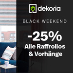 BLACK WEEKEND bei Dekoria -25% auf alle Vorhänge und Raffrollos