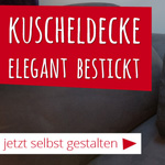 Jetzt Kuscheldecke selbst gestalten und 15% sparen bei Direkt-Stick.de