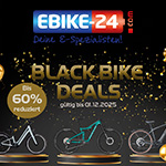 Black Bike Deals mit bis zu 60% Rabatt auf EBIKE 24.com