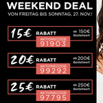 Sicher dir jetzt bis zu 25 EURO Rabat bei den Weekend Deals im Online-Shop von Heine!