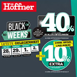 Höffner Black Weeks: Jetzt 40% sparen plus 10% extra mit Kundenkarte