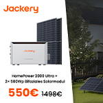 Jackery HomePower 2000 Ultra + 2×500 Wp Solarmodule – für nur 1 € zusätzlich