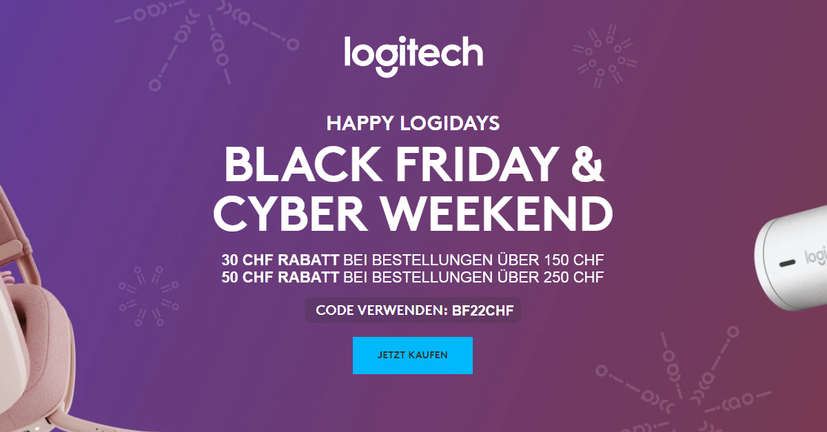 Black Friday bei logitech Spare bis zu 50 CHF auf deine Bestellung