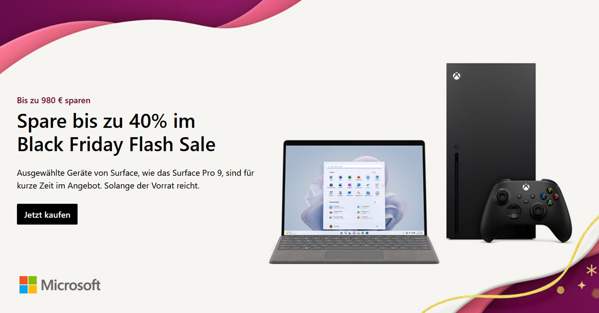 Microsoft Black Friday Flash Sale Jetzt bis zu 40 sparen