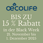 oecolife Black Week: Nachhaltige Deals bis zu 15% günstiger