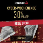 Sicher dir jetzt 30% Rabatt beim großen Reebok Cyber Wochenende!