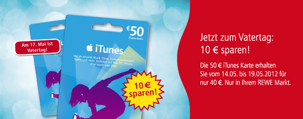 iTunes-Karten: 50 Euro für 40 Euro bei REWE