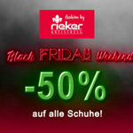 Black Friday Weekend im Rieker-Outlet – Sicher dir jetzt 50% Rabatt auf alle Schuhe!