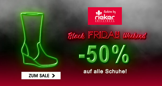 Black Friday Weekend Rieker-Outlet – Sicher dir jetzt 50% Rabatt auf alle Schuhe! |