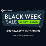 Großer Black Week Sale bei Shopware. Sicher dir jetzt mindestens 20% Rabatt auf Erweiterungen und Themes!