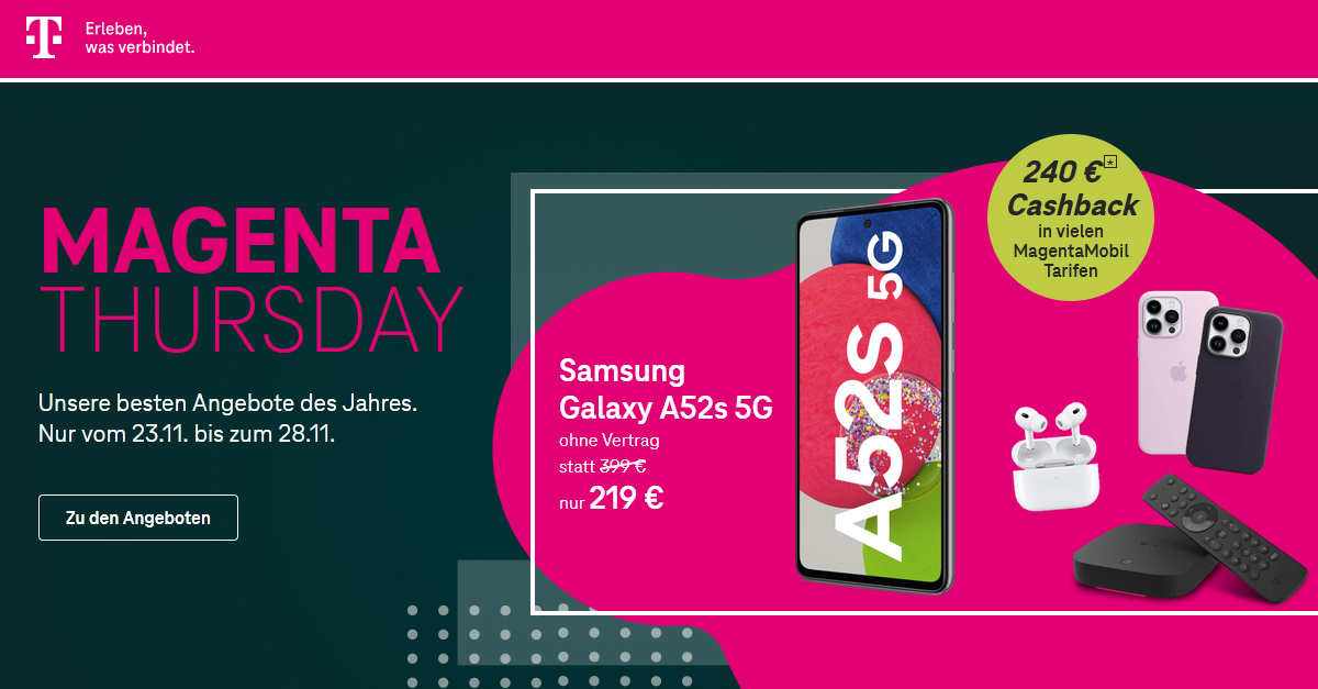 Telekom Magenta Thursday Bis zu 240 Euro Cashback und viele weitere