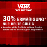 Nur heute 30% Ermäßigung im VANS Online-Shop