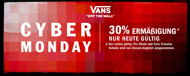 Nur heute 30% Ermäßigung im VANS Online-Shop | Black Friday DE