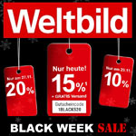 Black Week Sale bei Weltbild – Sicher dir nur heute 15% Rabatt auf deinen Einkauf